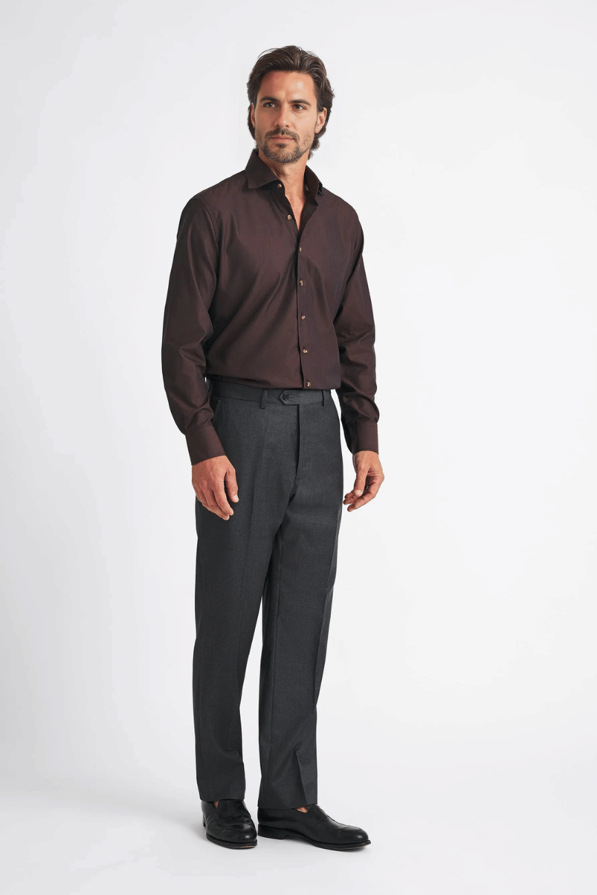 Miles Brown Broadcloth Dress Shirt - Image 6