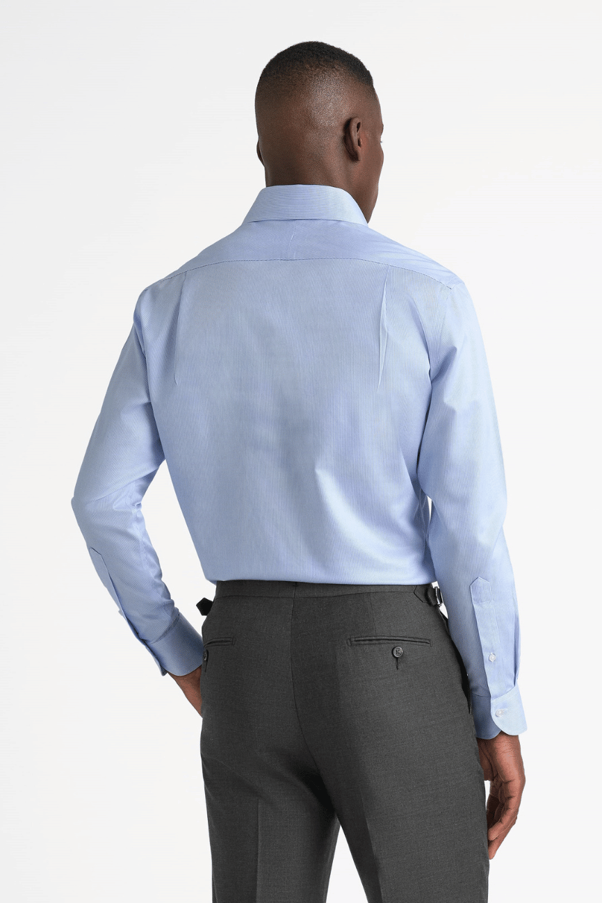Refined Blue Stripes Dress Shirt - Image 6