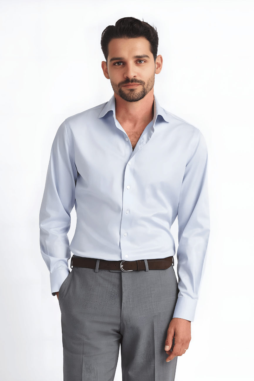 Elegant Light Blue Twill Dress Shirt - Image 5