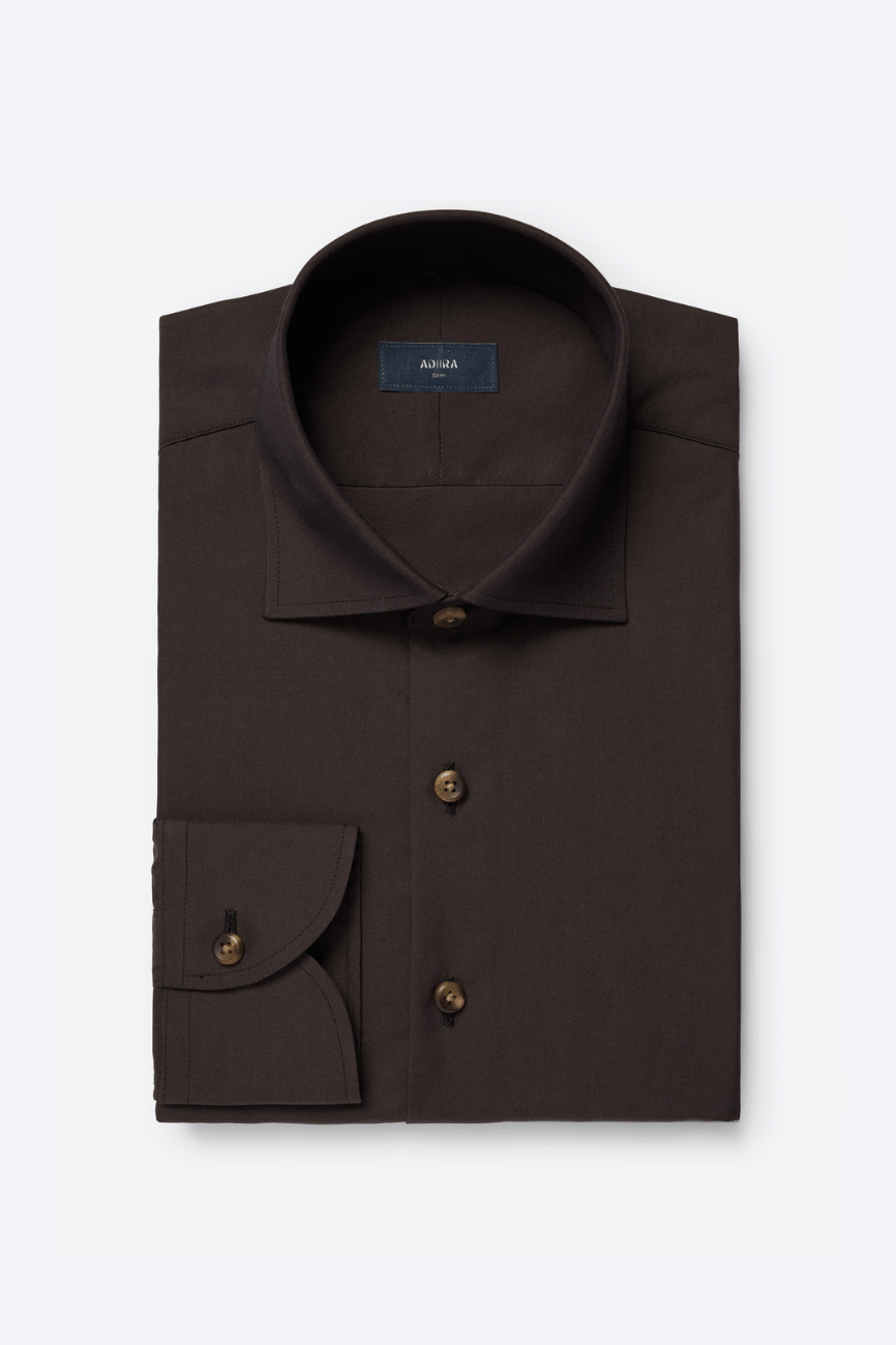 Miles Brown Broadcloth Dress Shirt