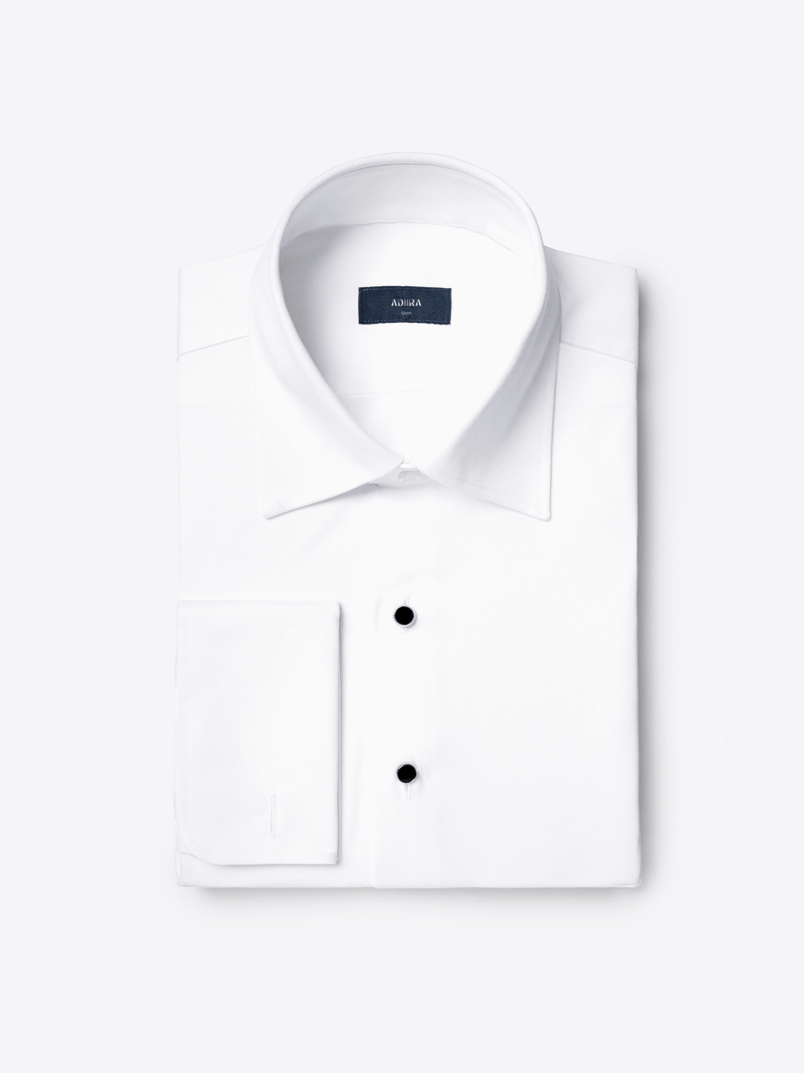 White Classic Spread Collar Tuxedo Shirt