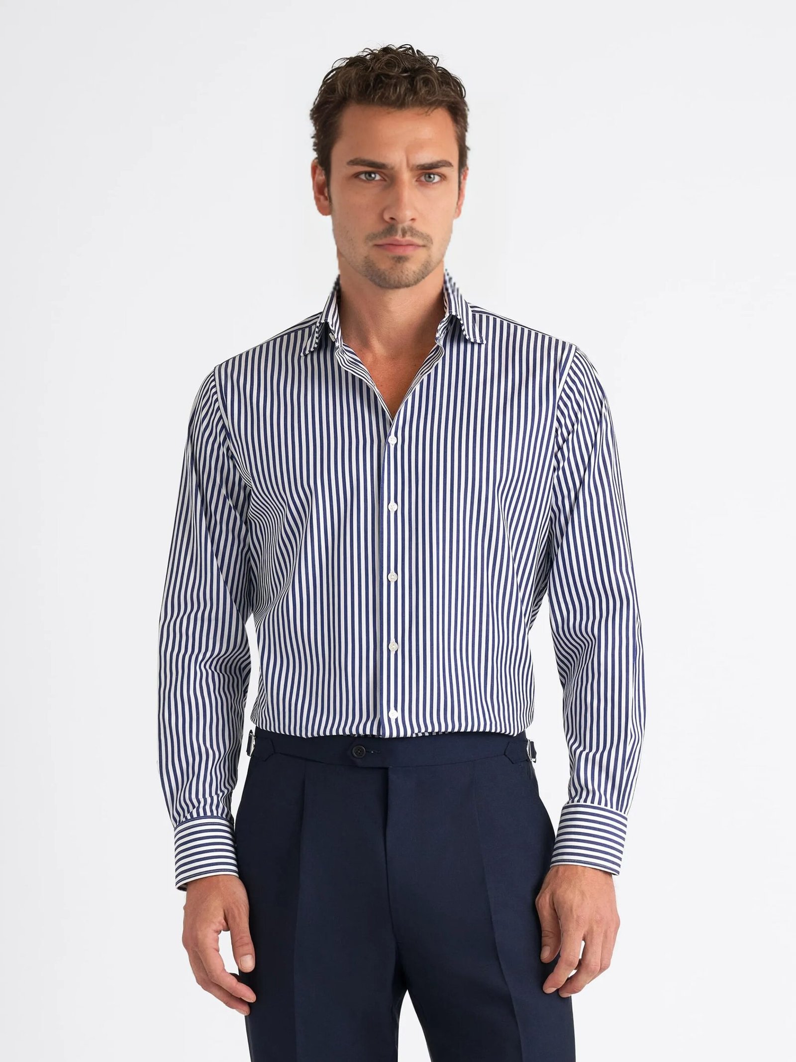 Navy Blue Bengal Stripe Shirt - Image 6