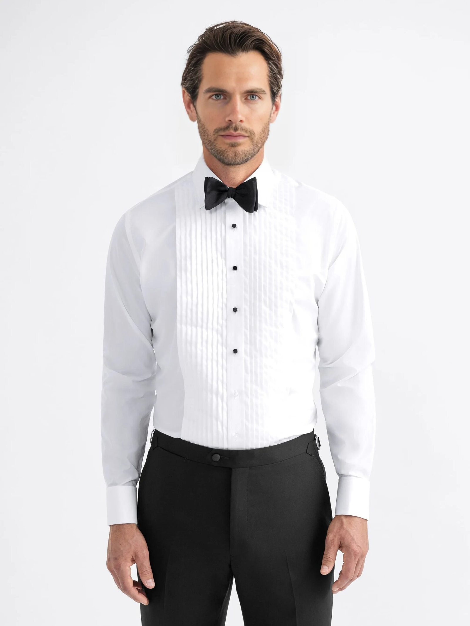 White Stanton Pleated Tuxedo Shirt - Image 8