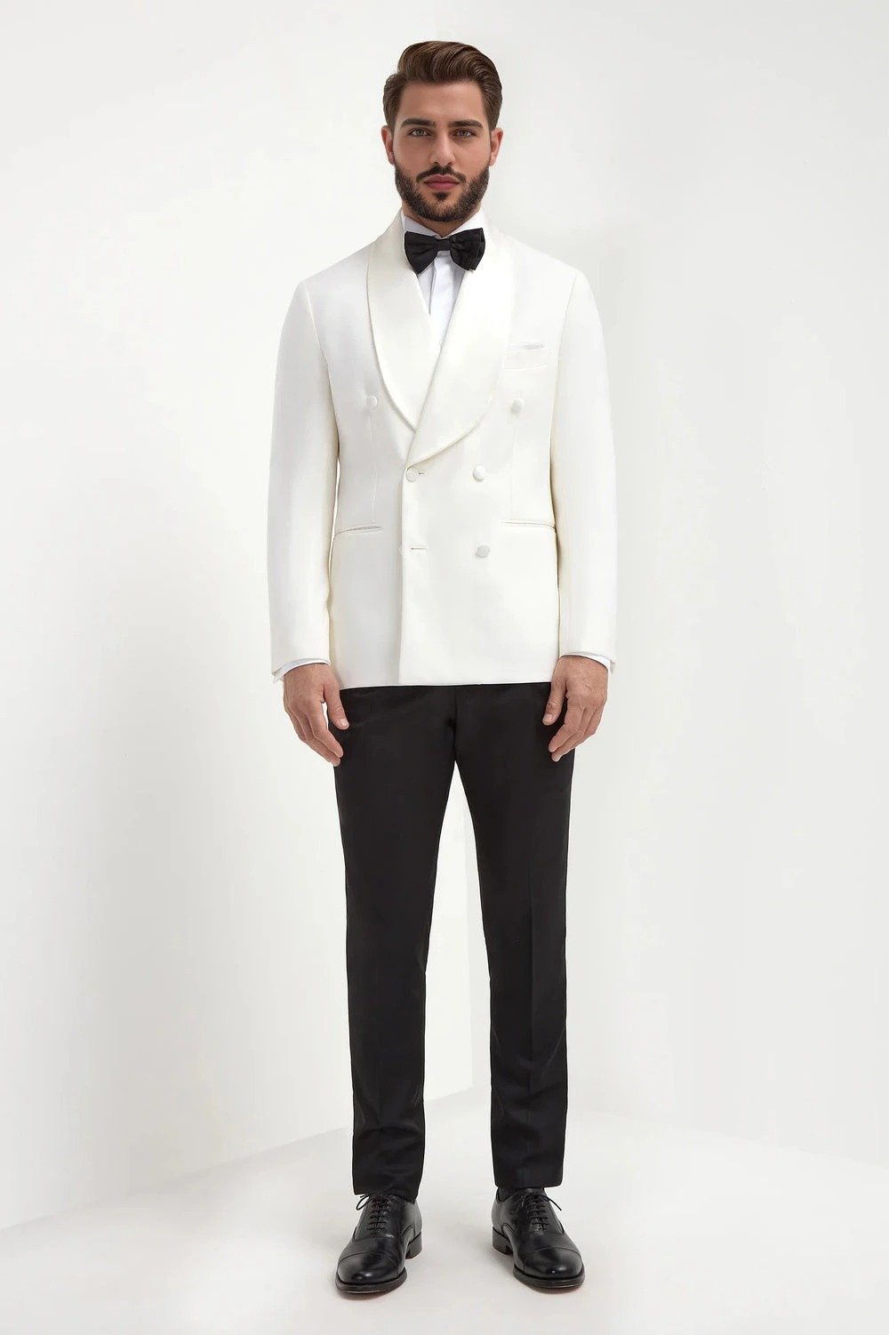 Alabaster Sovereign Double-Breasted Tuxedo Suit