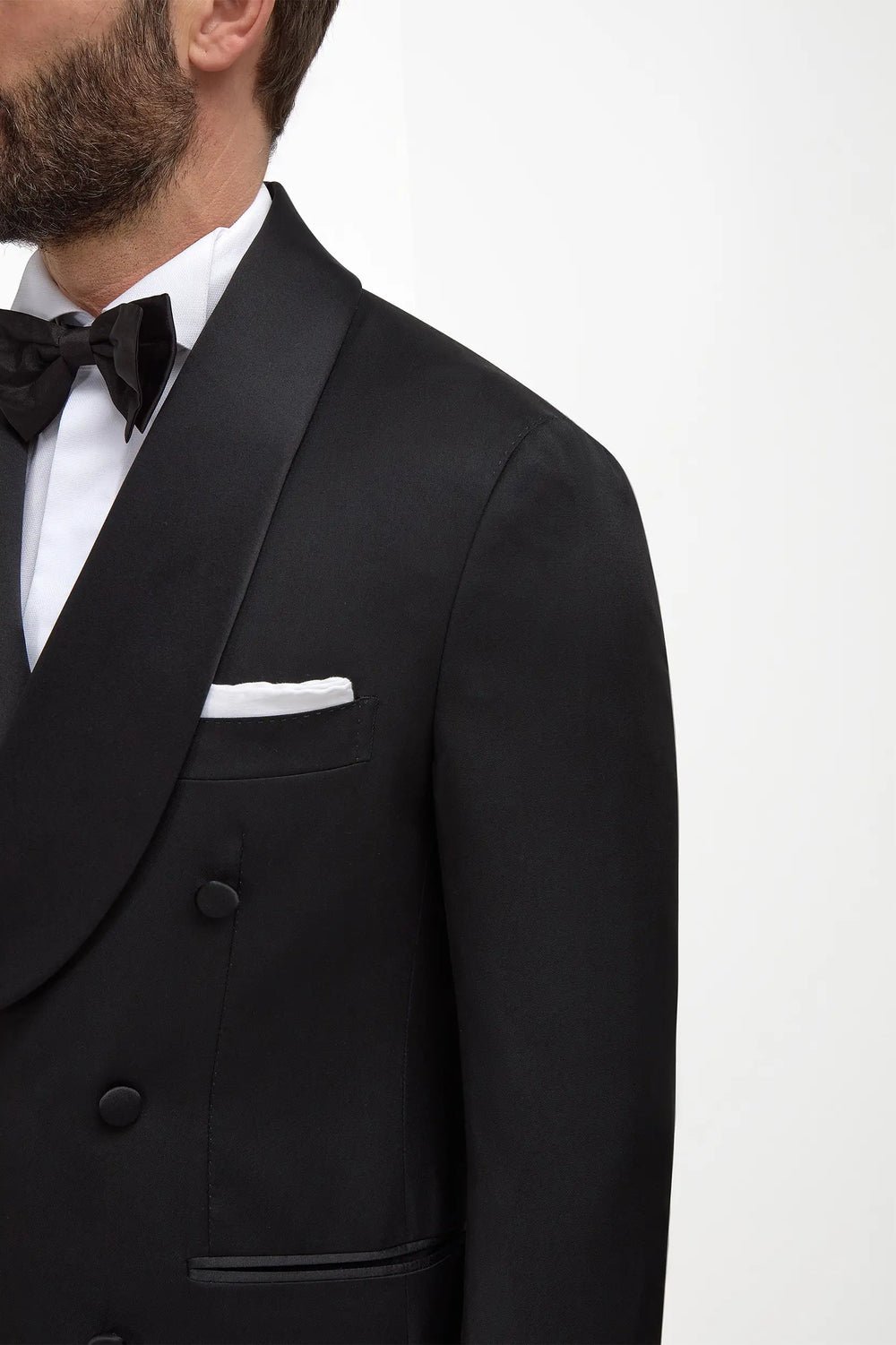 Black Shawl Lapel Double-Breasted Tuxedo Suit - Image 4